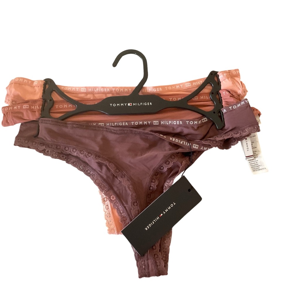 Tommy Hilfiger Thong Underwear Women S Multicolor NEW Lace Logo 3-Pack